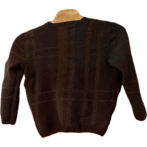 Lenor‎ Romano Sweater Mens Large Brown Check Wool Made in Italy Pullover - Picture 2 of 3